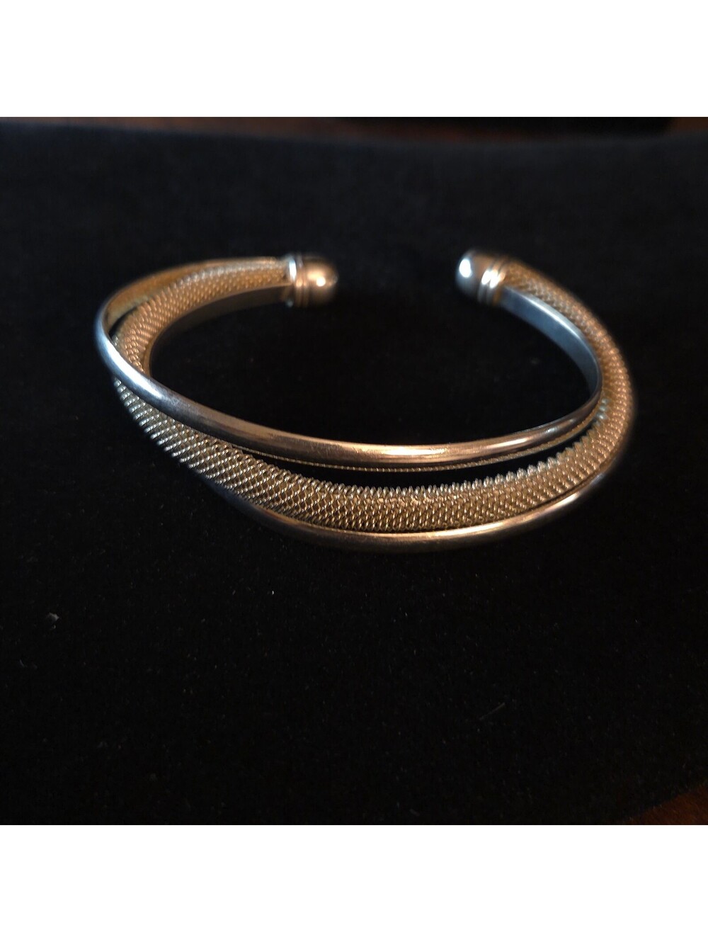 Sterling Silver 7" Mesh Twist Bangle Cuff Bracelet